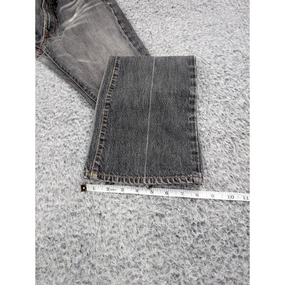 7 For All Mankind Jeans Womens 27 Black Bootcut Stretch Denim Distressed Grunge - Picture 8 of 9